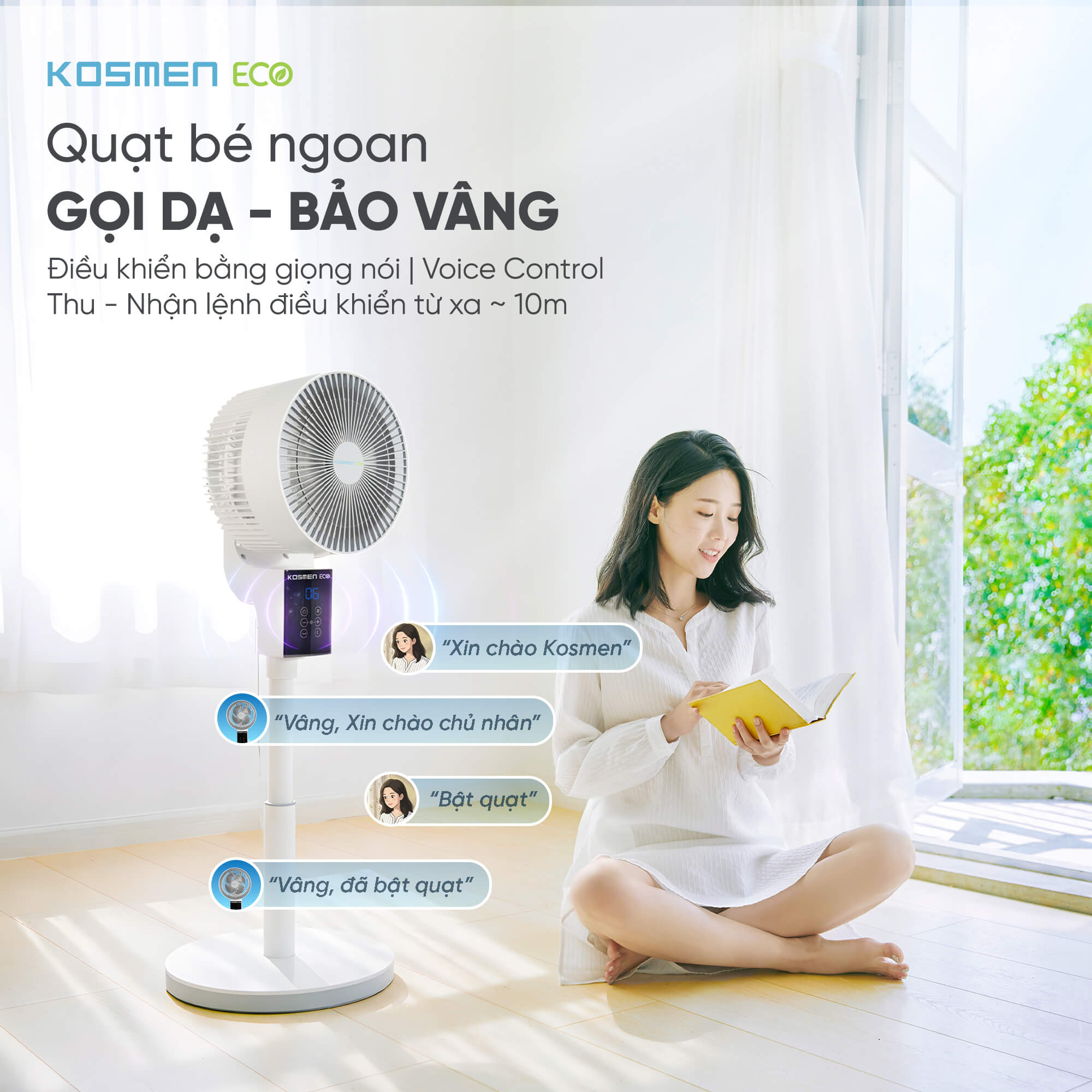 Kosmen Eco ECO-F40AI-W Air Circulator Fan, Smart Fan With Voice Control