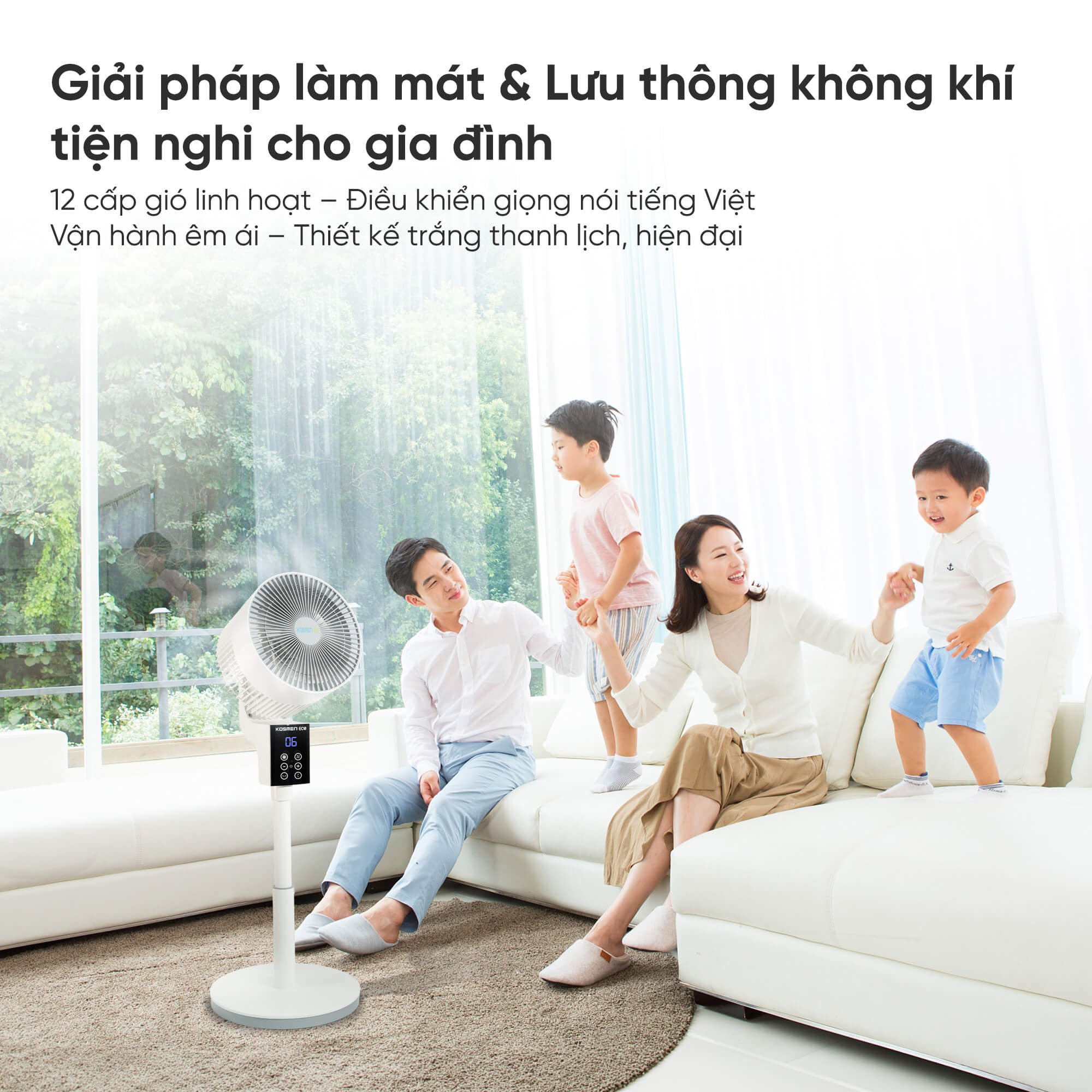 Kosmen Eco ECO-F40AI-W Air Circulator Fan, Smart Fan With Voice Control