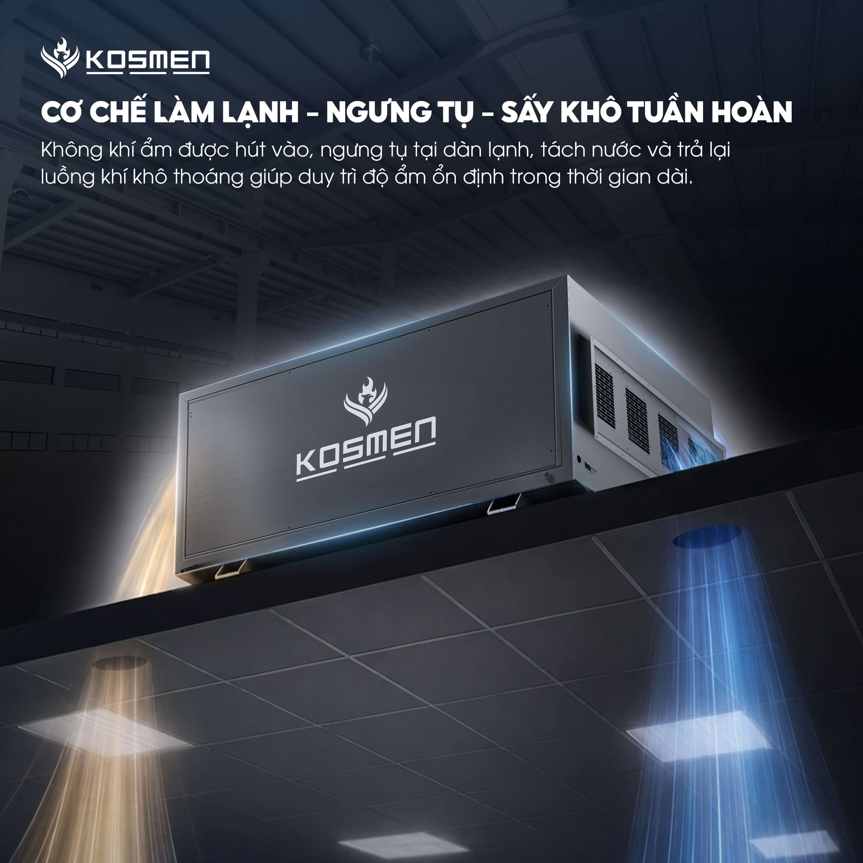 Máy hút ẩm âm trần Kosmen KM-480DS