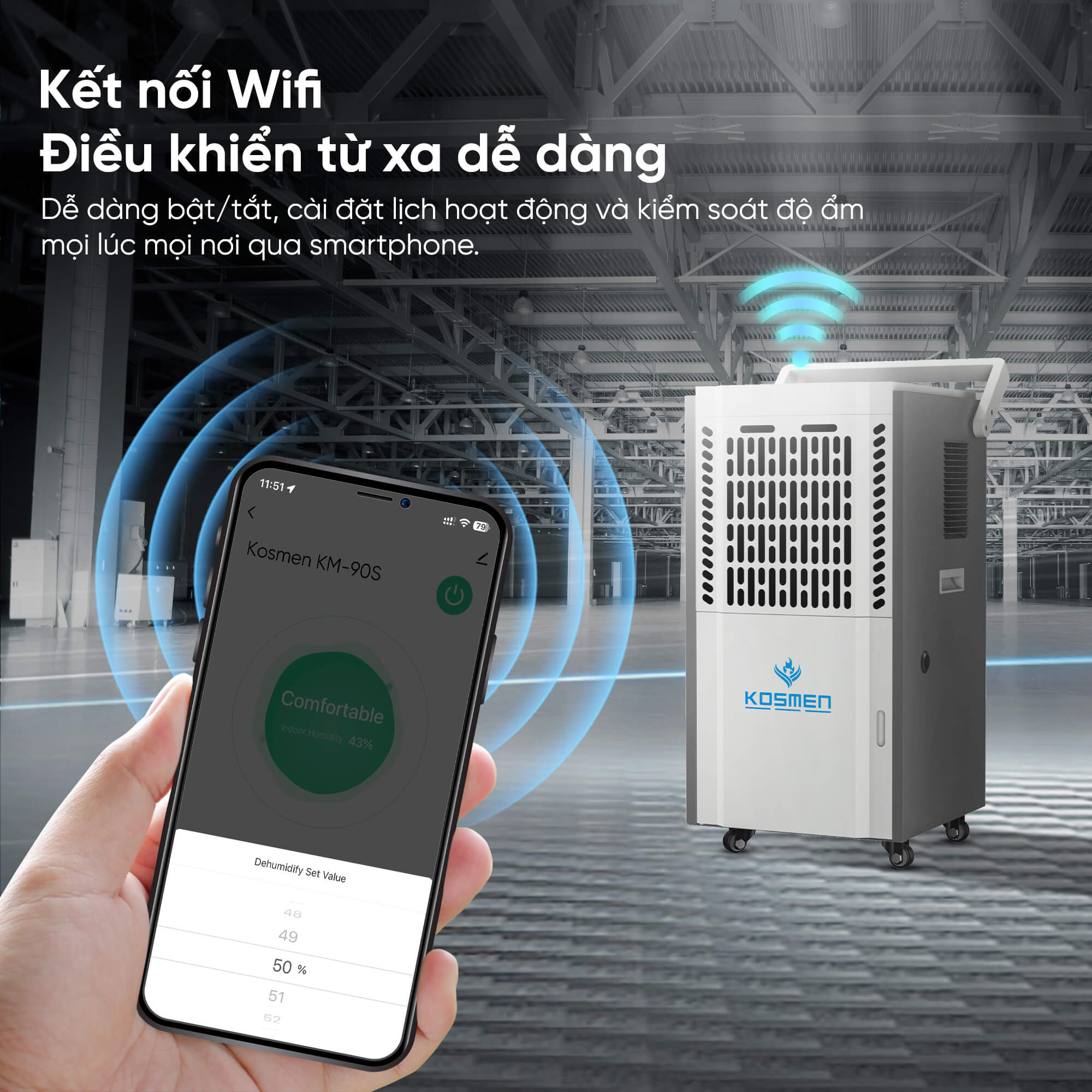 Máy hút ẩm công nghiệp Kosmen KM-90S