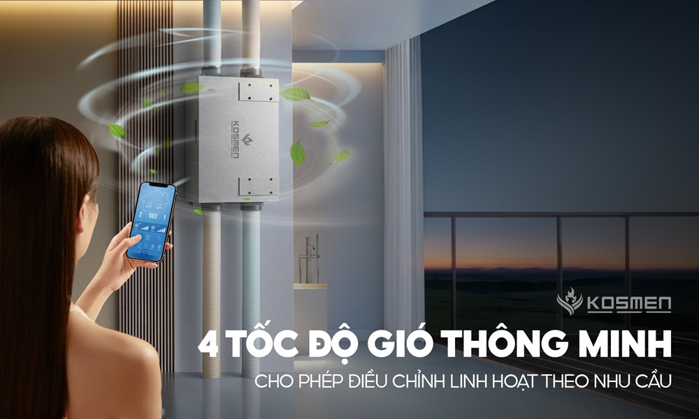 Kosmen KM-A250 sở hữu 4 cấp gi&oacute;, cho ph&eacute;p người d&ugrave;ng linh hoạt điều chỉnh theo nhu cầu sử dụng