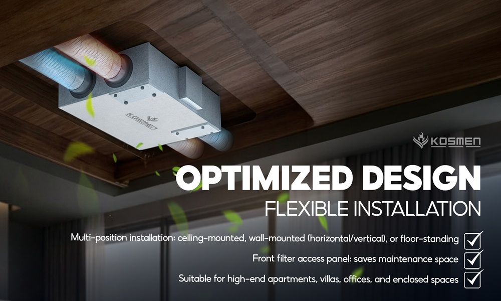 The Kosmen KM-A250 is ceiling-mounted, helping to save space
