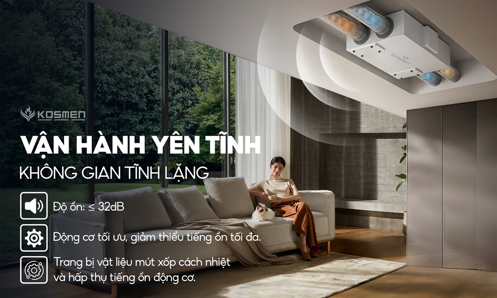 Thiết bị vận h&agrave;nh &ecirc;m &aacute;i, kh&ocirc;ng g&acirc;y ảnh hưởng đến sinh hoạt v&agrave; l&agrave;m việc