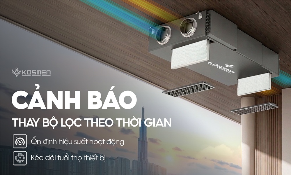 T&iacute;nh năng cảnh b&aacute;o thay bộ lọc định k&igrave;, gi&uacute;p người d&ugrave;ng chủ động thay thế nhằm đảm bảo hiệu suất lọc kh&iacute; v&agrave; k&eacute;o d&agrave;i tuổi thọ thiết bị