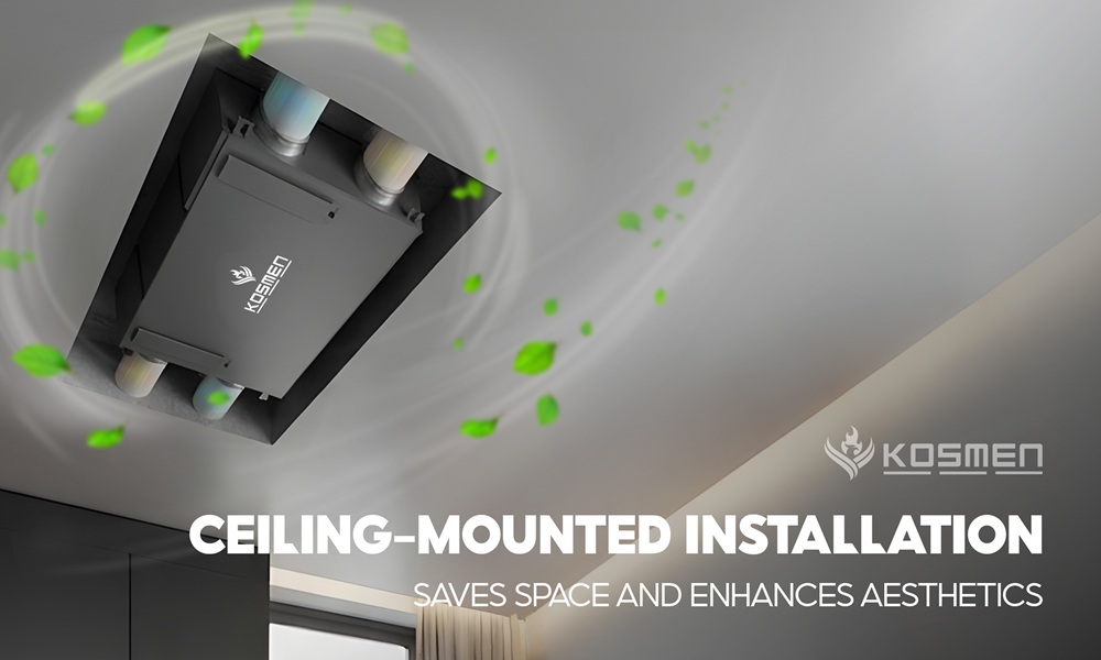 Ceiling-mounted design optimizes usable space