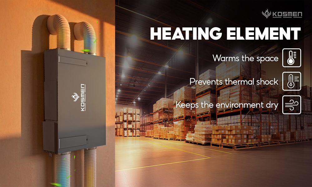 Equipped with an optional heating element to warm the room during cold weather