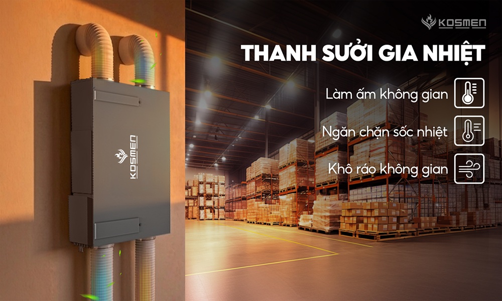 Trang bị thanh sưởi gia nhiệt (khi c&oacute; nhu cầu), gi&uacute;p l&agrave;m ấm kh&ocirc;ng gian trong những ng&agrave;y thời tiết lạnh