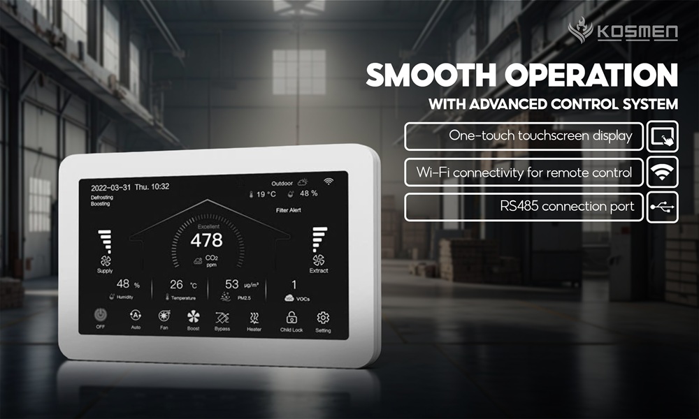 Intuitive control display allows easy monitoring and operation