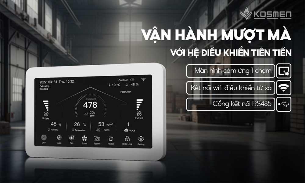 M&agrave;n h&igrave;nh điều khiển trực quan, gi&uacute;p dễ d&agrave;ng quan s&aacute;t v&agrave; vận h&agrave;nh