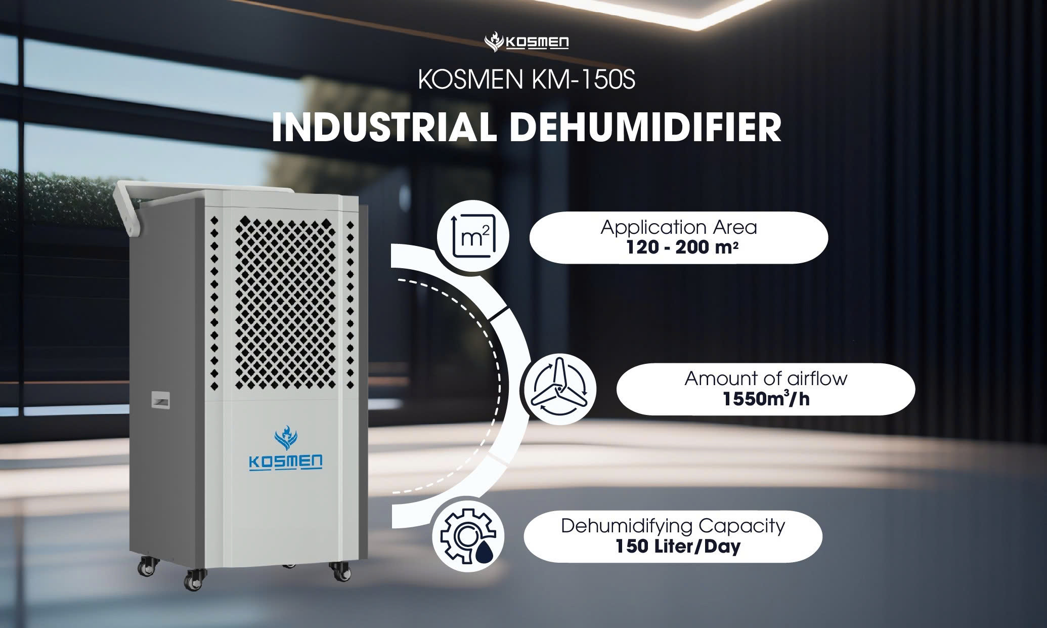 Technical specifications of the Kosmen KM-150S dehumidifier