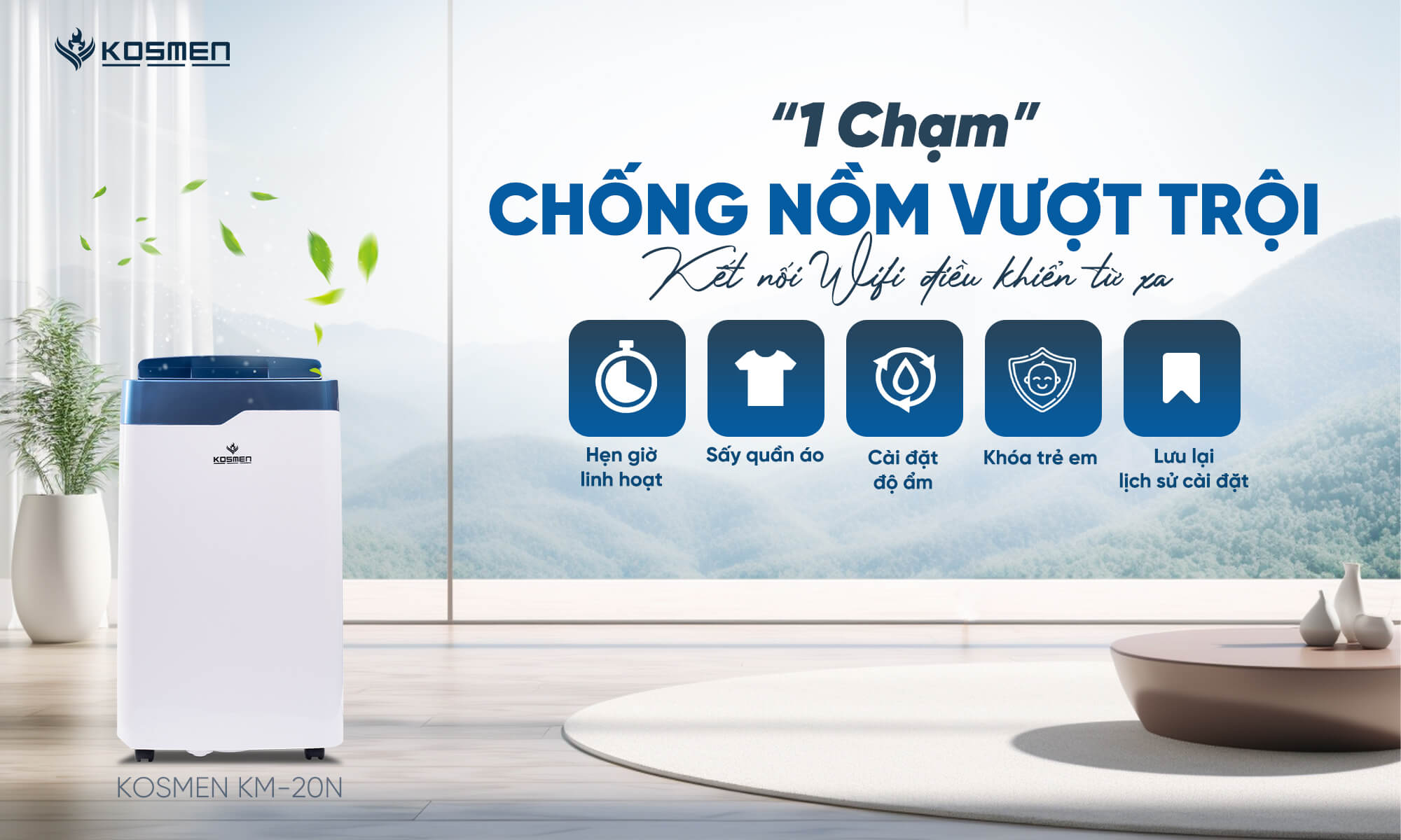 Nhà hết nồm ẩm nhờ có máy hút ẩm Kosmen KM-20N