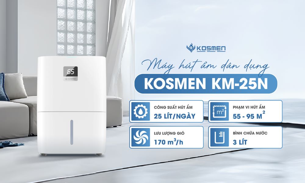 Máy hút ẩm Kosmen KM-25N tích hợp nhiều chương trình hoạt động thông minh