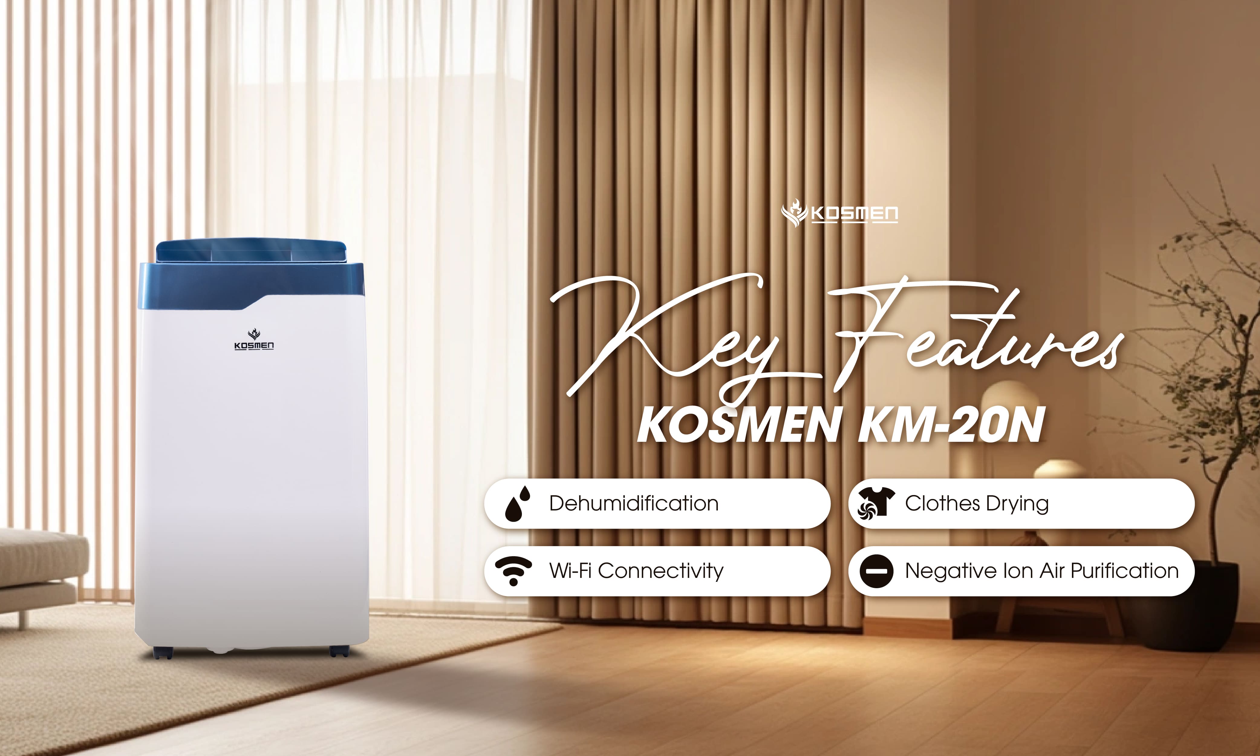 Key Features of the Kosmen KM-20N Dehumidifier