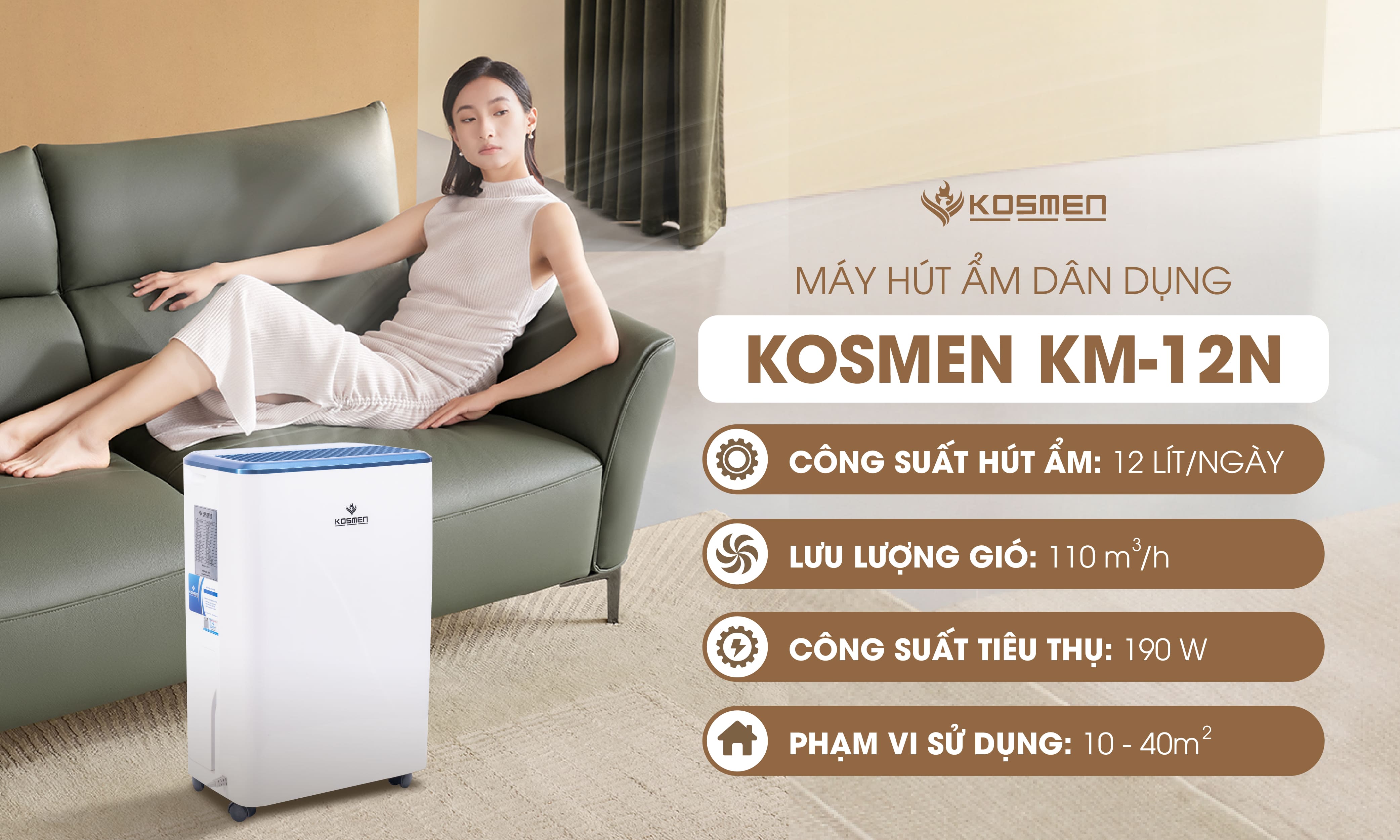 Máy Hút Ẩm Kosmen KM-12N