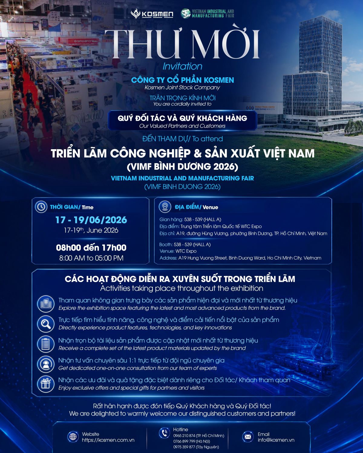 Kosmen Tham Dự Triển Lãm Công Nghiệp & Sản Xuất Việt Nam - VIMF Bình Dương 2026
