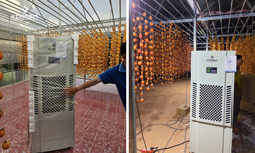 Maintain optimal humidity levels in wind-dried persimmon drying spaces with the Kosmen KM-180S dehumidifier