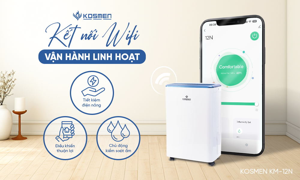 Tính năng kết nối wifi điều khiển từ xa tiện lợi Kosmen KM-12N