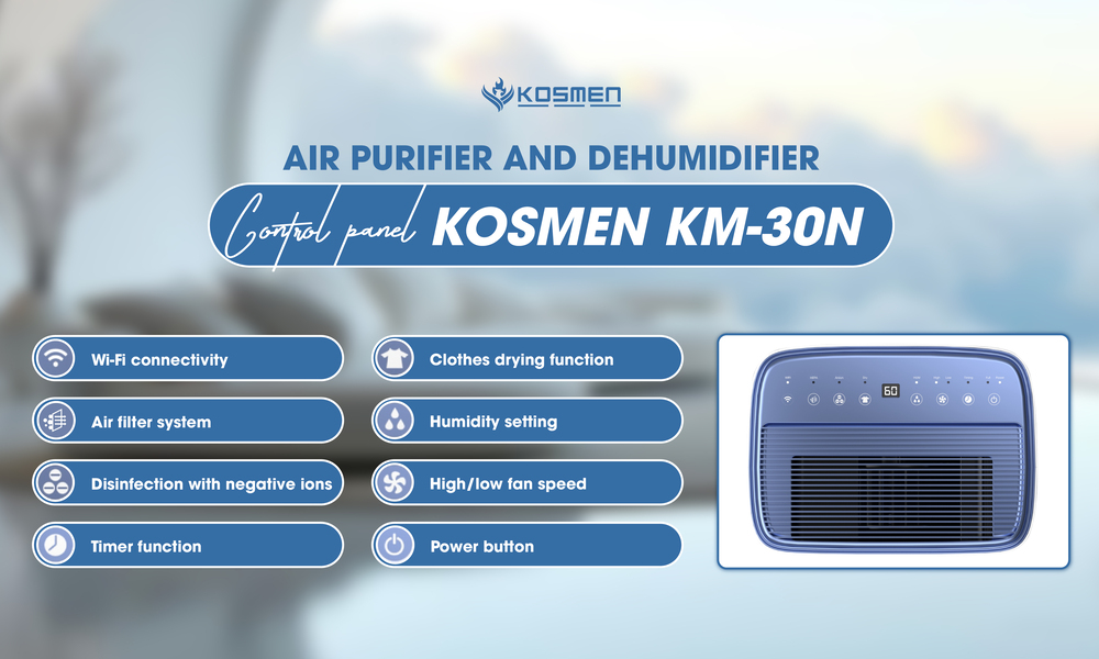 Kosmen KM-30N air purifier and dehumidifier control panel