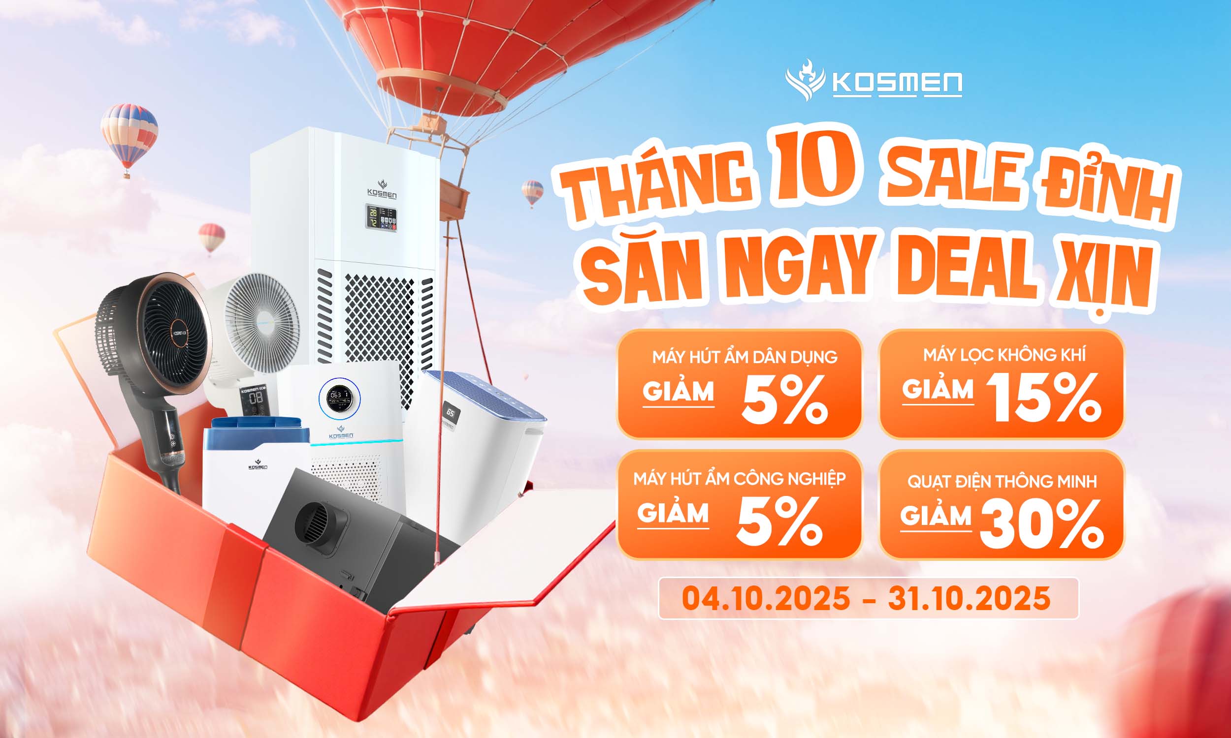 Giảm sốc đến 30% cho các sản phẩm chính hãng Kosmen